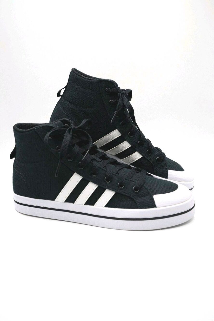 Adidas Bravada Mid Lace-Up Mid Top Canvas Sneakers Black/White US Size 9 FY4488